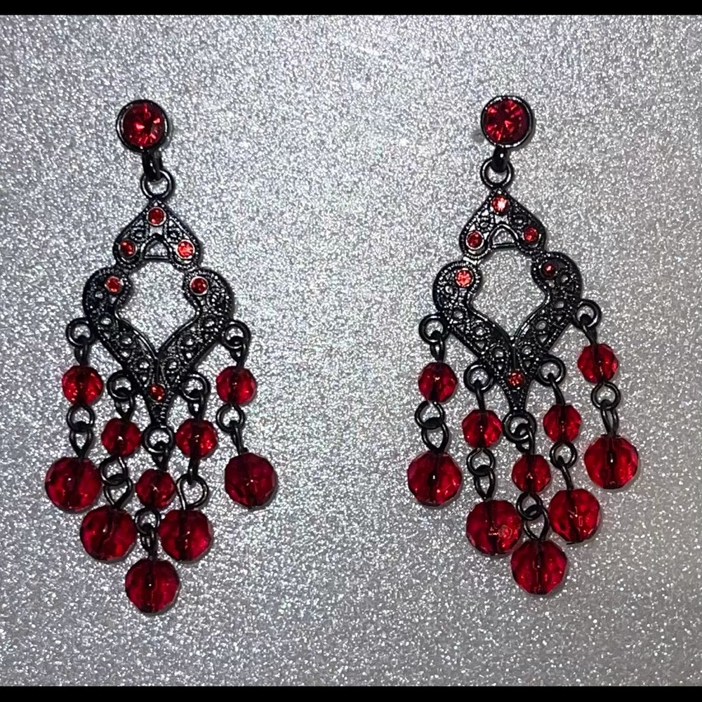 Red Chandelier Earrings